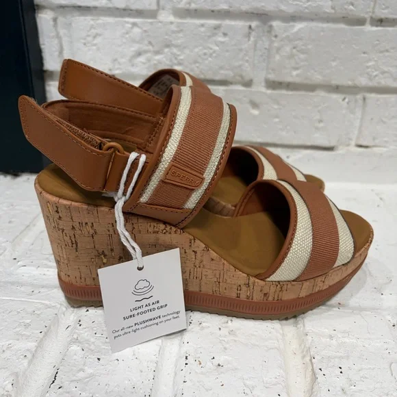Sperry Tan and Cream Wedge Sandals - Picture 3 of 6